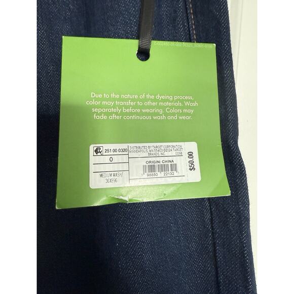 Kate Spade New York x Target High Rise Straight Leg Wide Cuff Denim Jeans Sz 0 - Picture 6 of 7